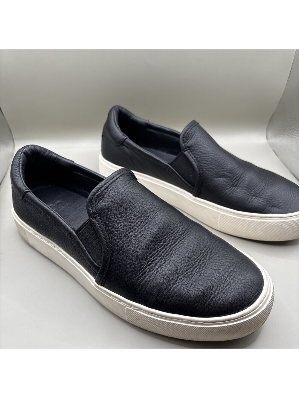 SOLE Women's Black Leather Slip-On Sneakers with Chunky Sole